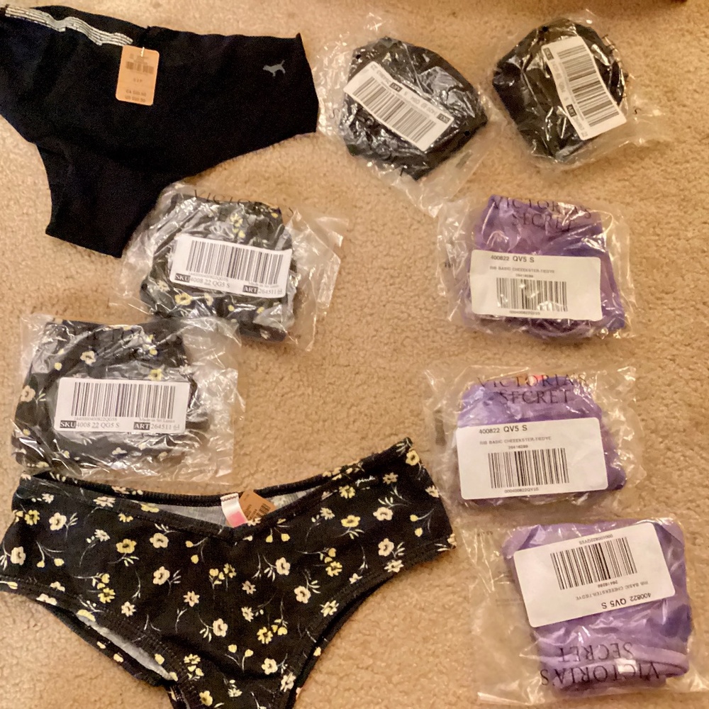 Victoria secret size small NWT PINK underwear bundle rib basic cheekster